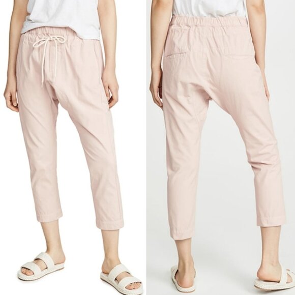 NEW Bassike Blush Elastic Waist Pull On Drawstring Original Panel Slouch Pants - Picture 1 of 4
